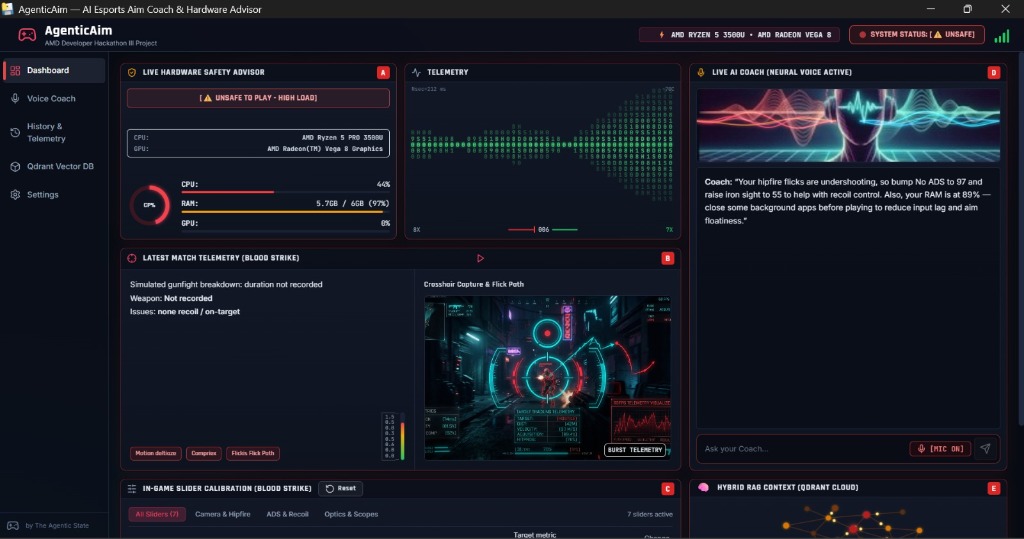 AgenticAim AI Esports Aim Coach and Hardware Advisor Application Frontend